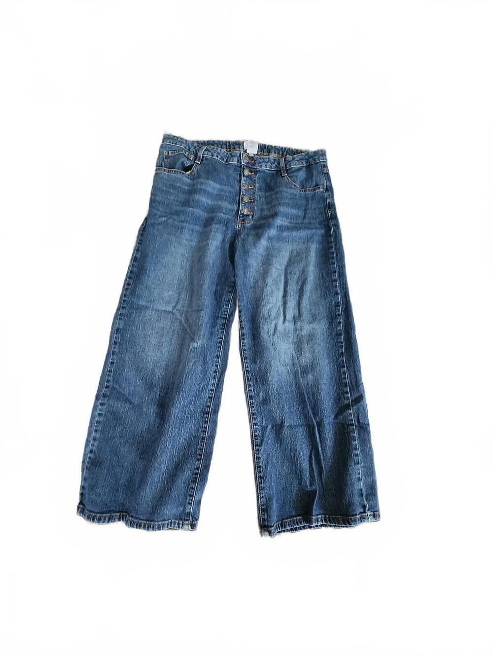 Time and Tru high-waisted wide-leg blue denim cropped jeans